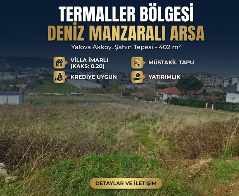 Yalova Termal’de Altyapısı Tam, Denizi Gören, Havadar Villa Arsası